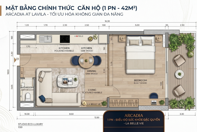 Mặt Bằng Căn Hộ 1PN