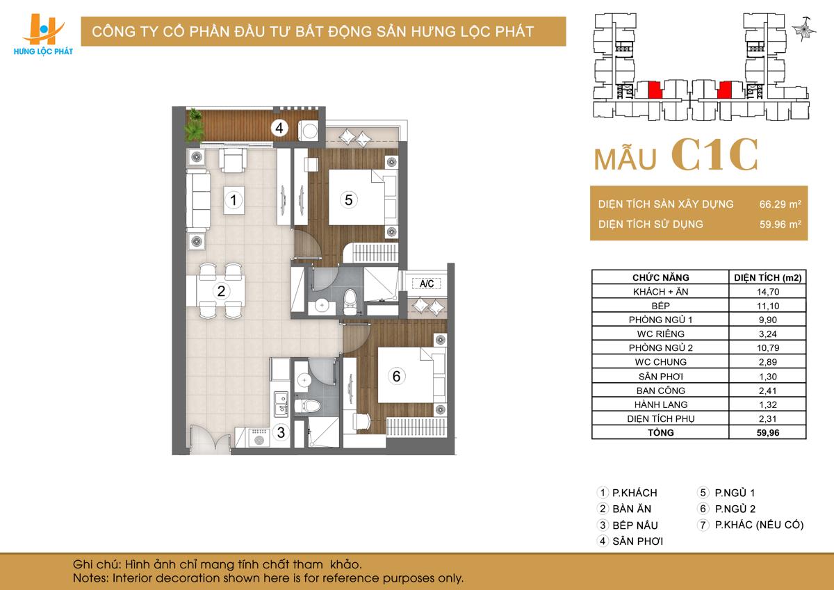 Mặt Bằng 66m² (2PN)