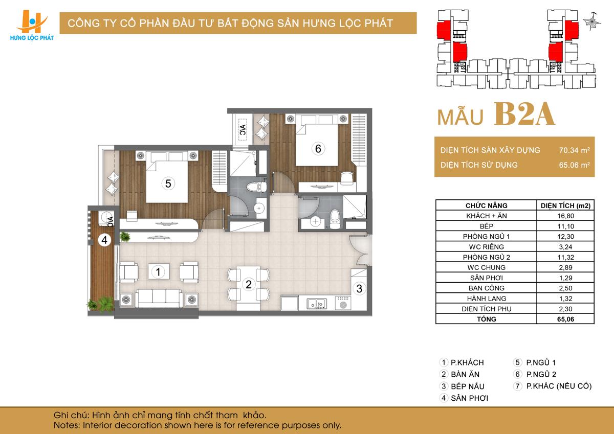 Mặt Bằng 70m² (2PN)